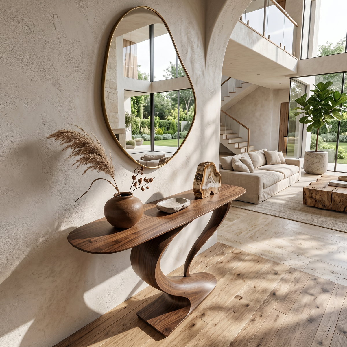 Contemporary Curved Console Table Modern Residence