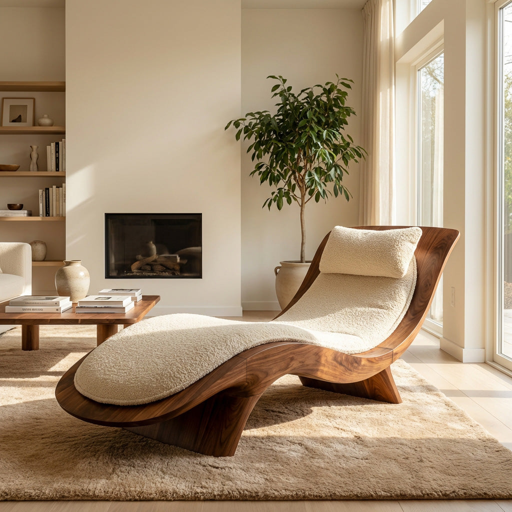 Contemporary Natural Wood Lounge Chair For Living Room