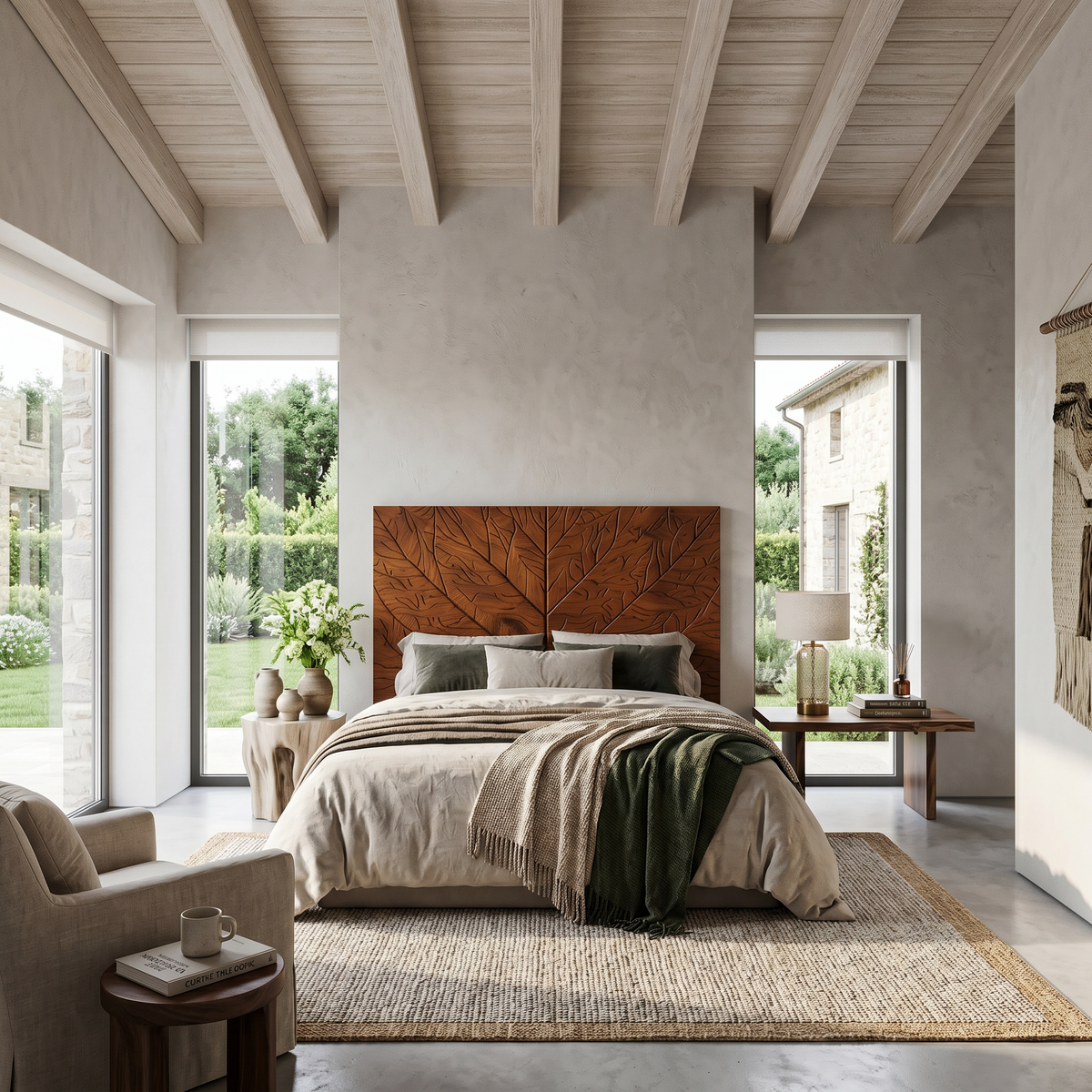 Contemporary Tree Ring Headboard Wooden Bed Headboard For Bedroom