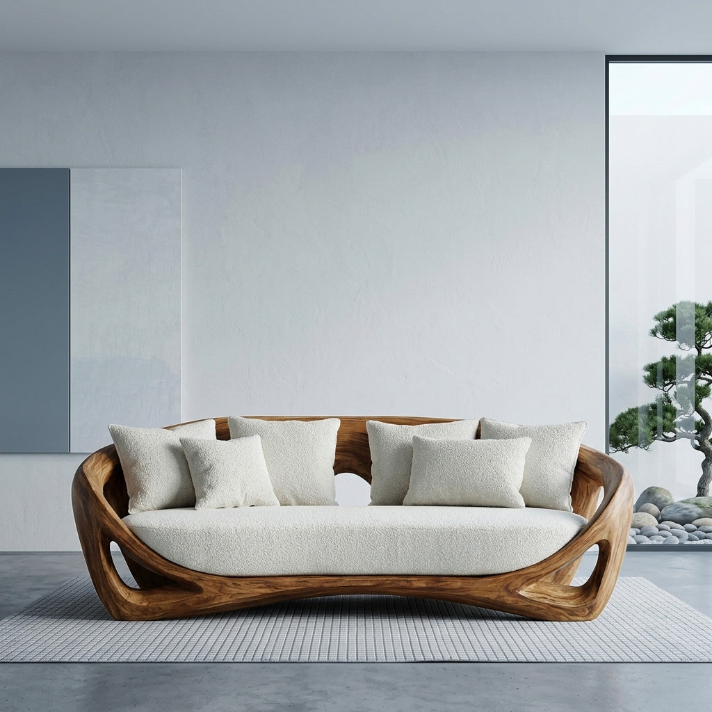 Contemporary Organic Wood Sofa For Living Room