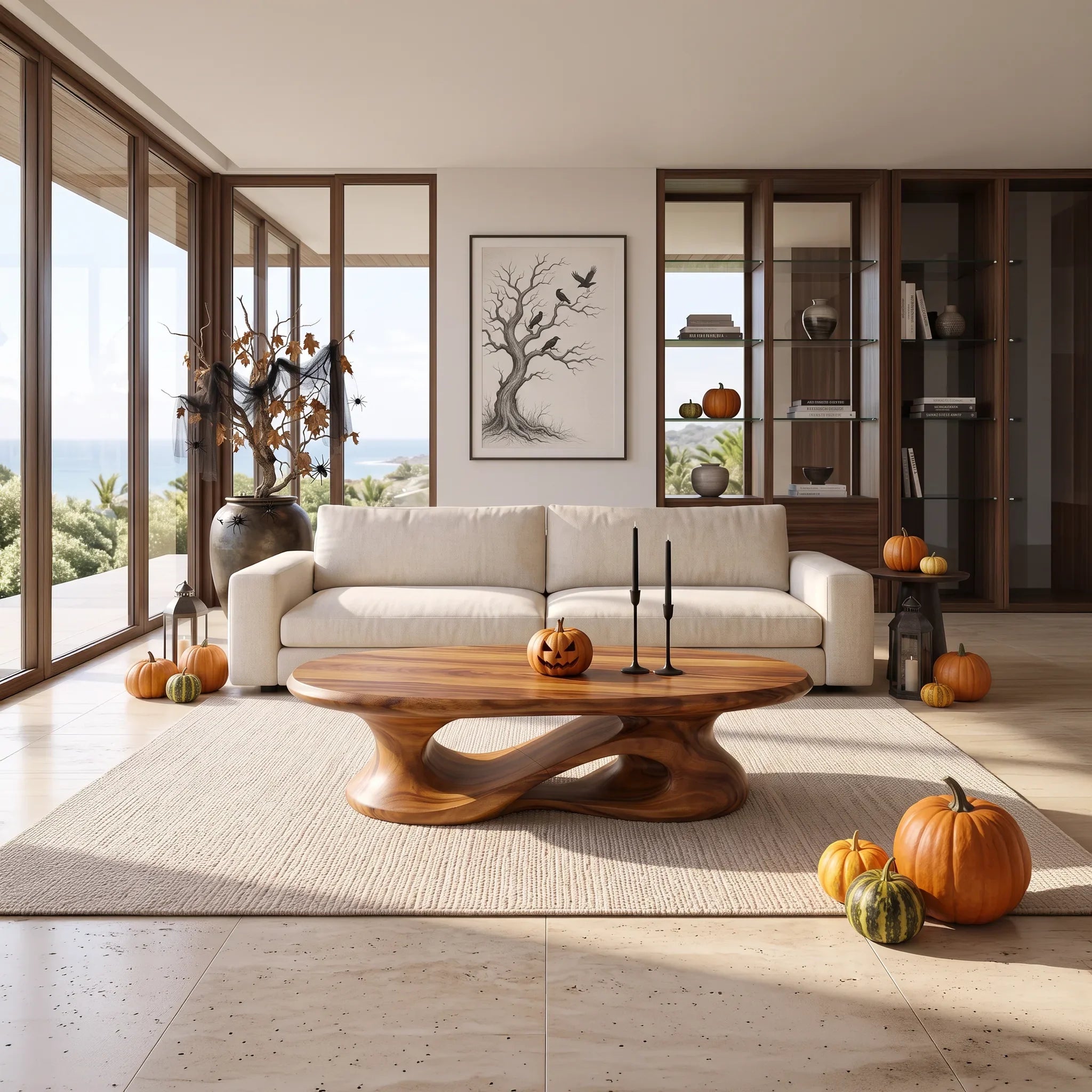 Contemporary Halloween Curved Coffee Table For Home Interior
