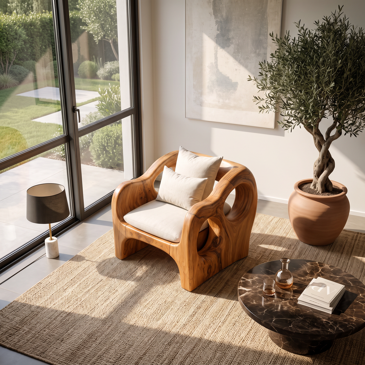 Artistic Sculpted Armchair For Living Room Or Lounge