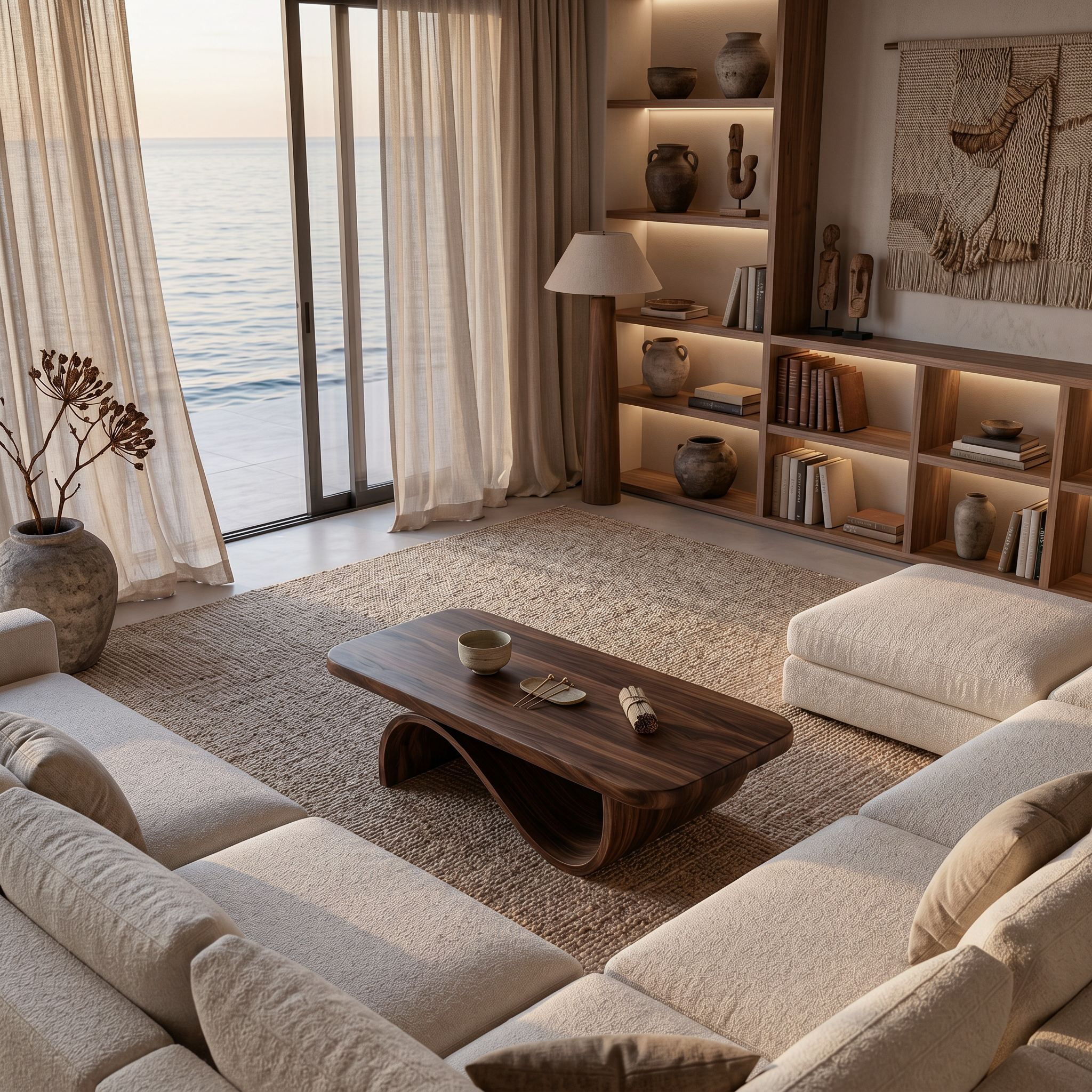 Artistic Coffee Table Curved Base Design For Living Decor