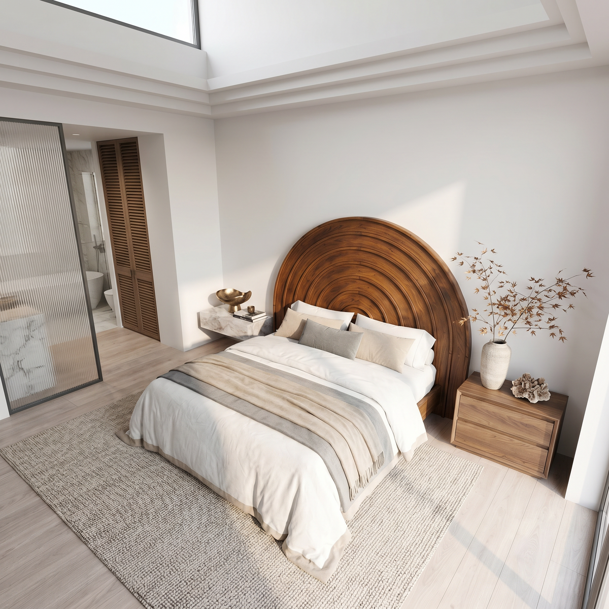 Contemporary Arched Headboard Wooden Bed Headboard For Bedroom