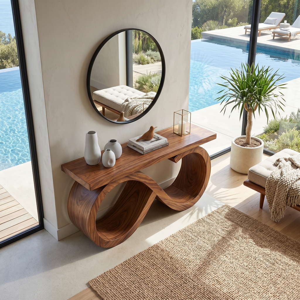 Contemporary Infinity Loop Console Table Modern Hallway
