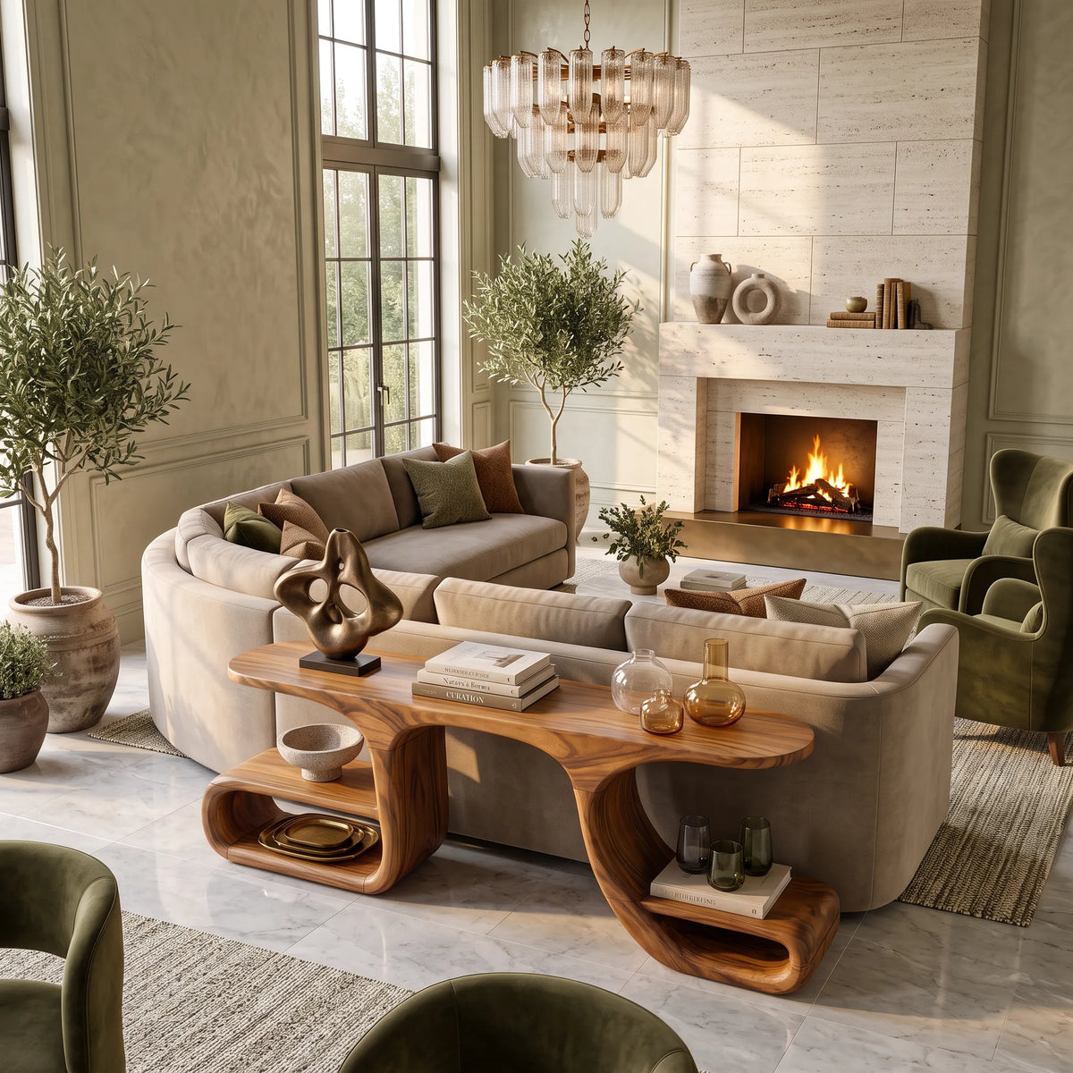 Contemporary Flowing Console Table For Modern Living Space