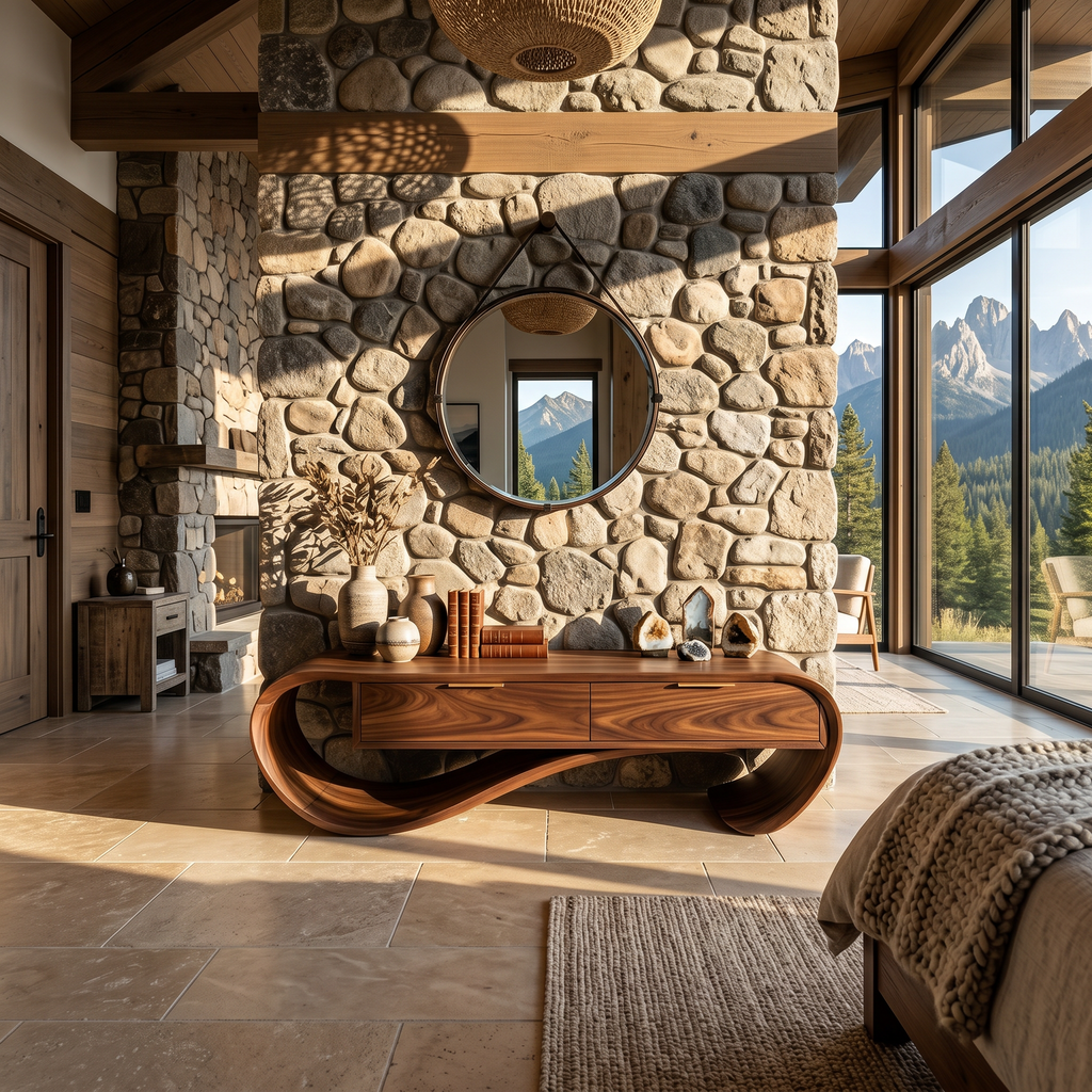 Contemporary Curved Bench With Drawer Storage For Entryway Interior