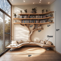 Driftwood Branch Tree Bookshelf With U Shaped Bench Custom Corner Bench - view 6