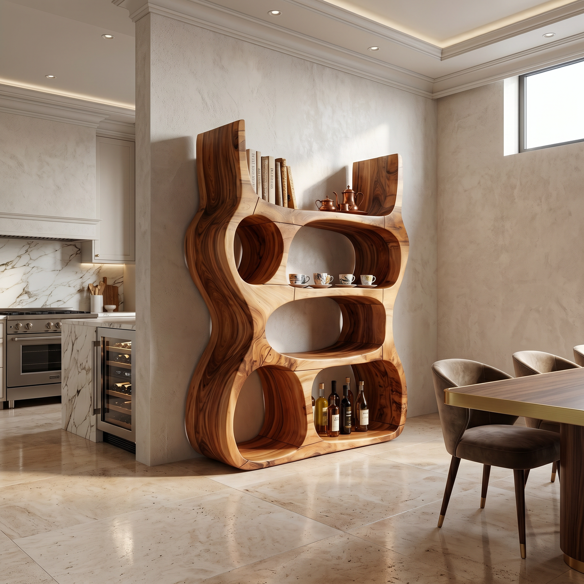 Artisan Organic Wooden Display Shelf For Cozy Interiors
