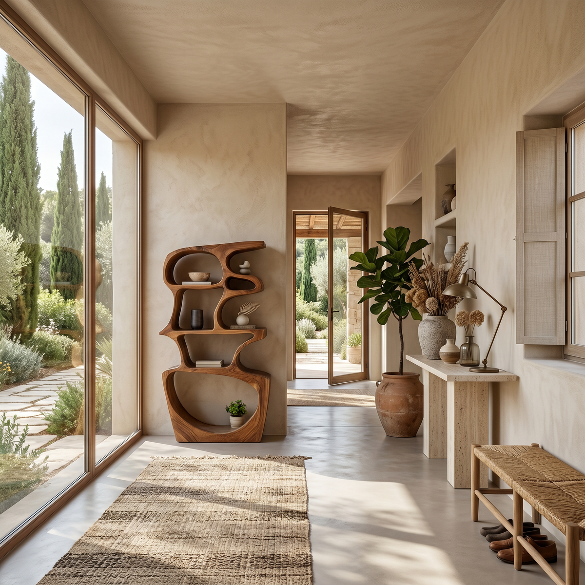 Artistic Bookshelf With Sculptural Open Shelves For Home Styling