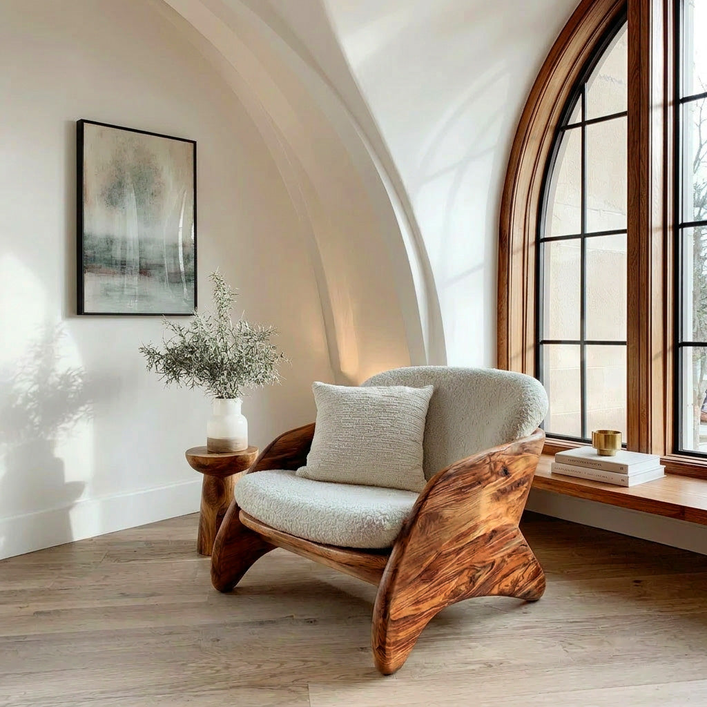 Contemporary Natural Wood Chair For Living Room Decor