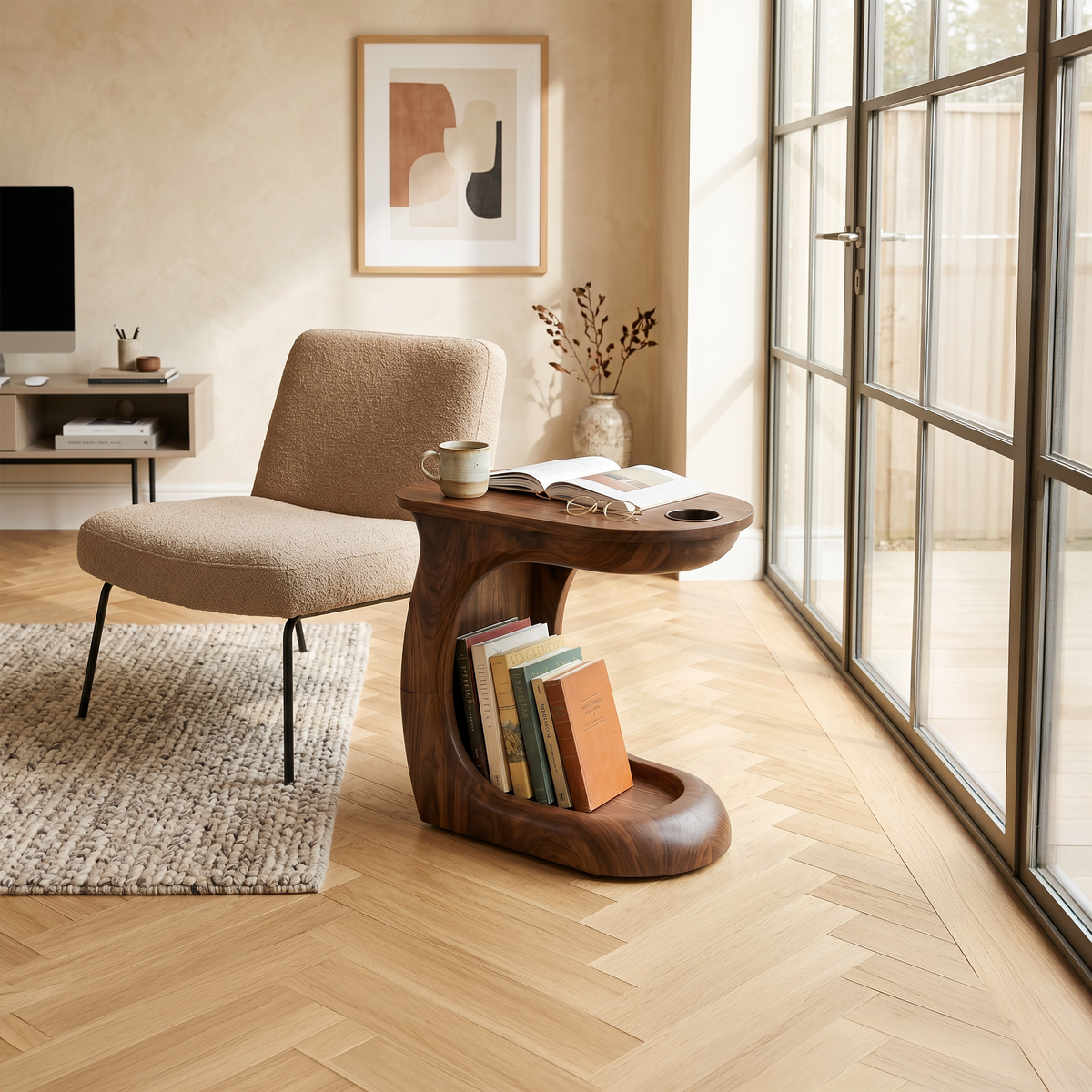 Contemporary Sculptural Side Table For Loft Interior Space