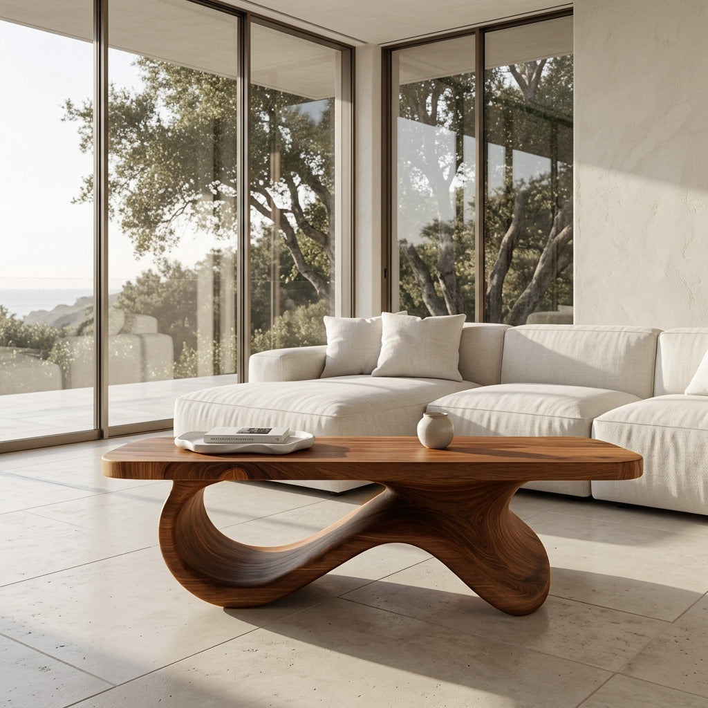 Contemporary Coffee Table With Sculptural Base For Living Room