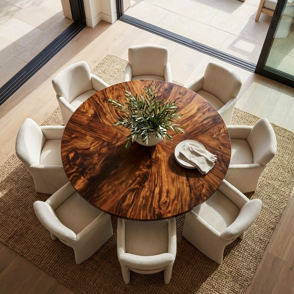 Contemporary Dining Table With Unique Twisted Base For Kitchen