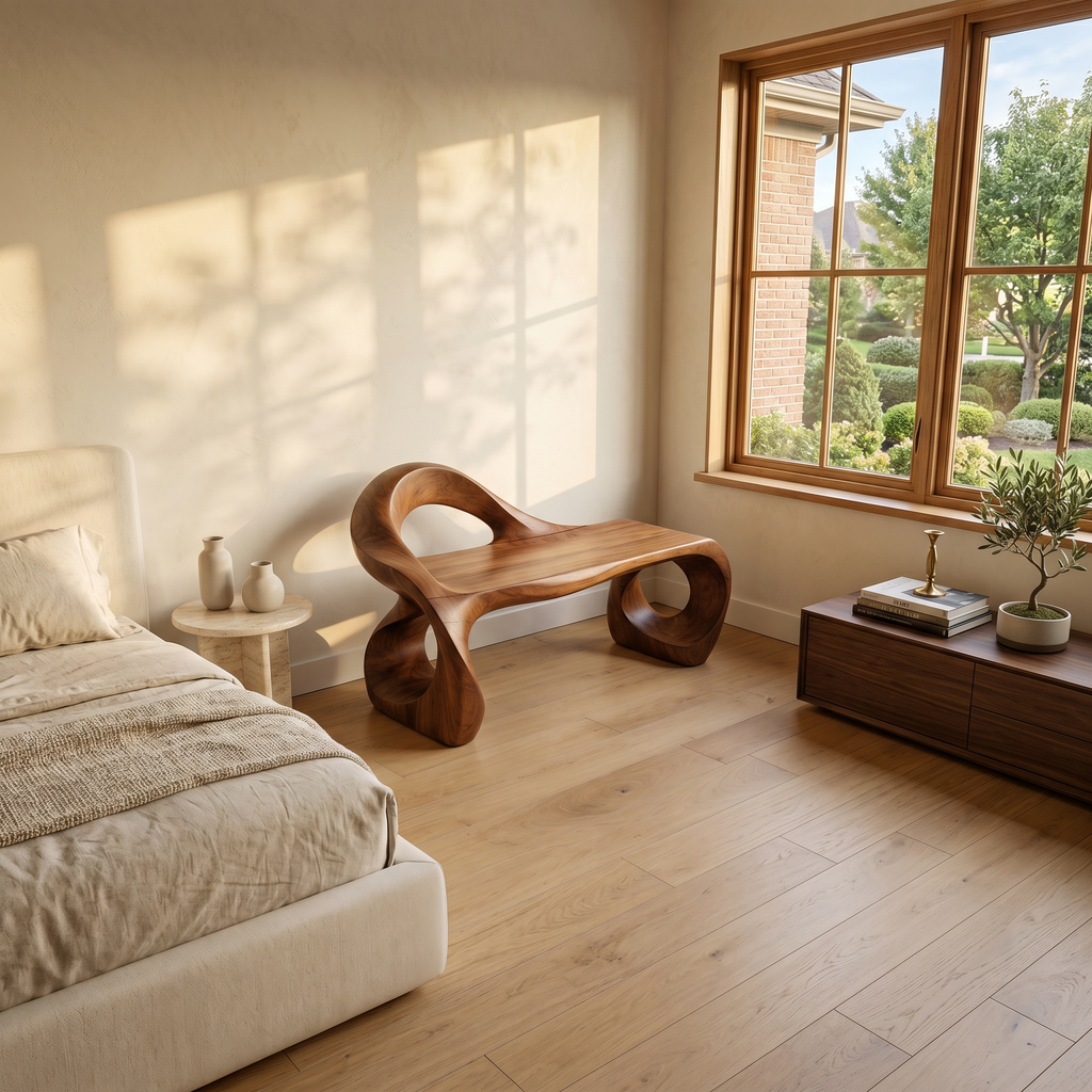 Contemporary Knot Form Bench For Hallway Interior Area