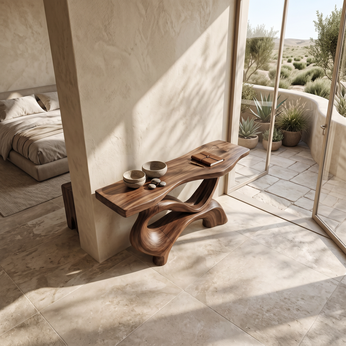 Contemporary Sculptural Base Console Table Modern Hallway