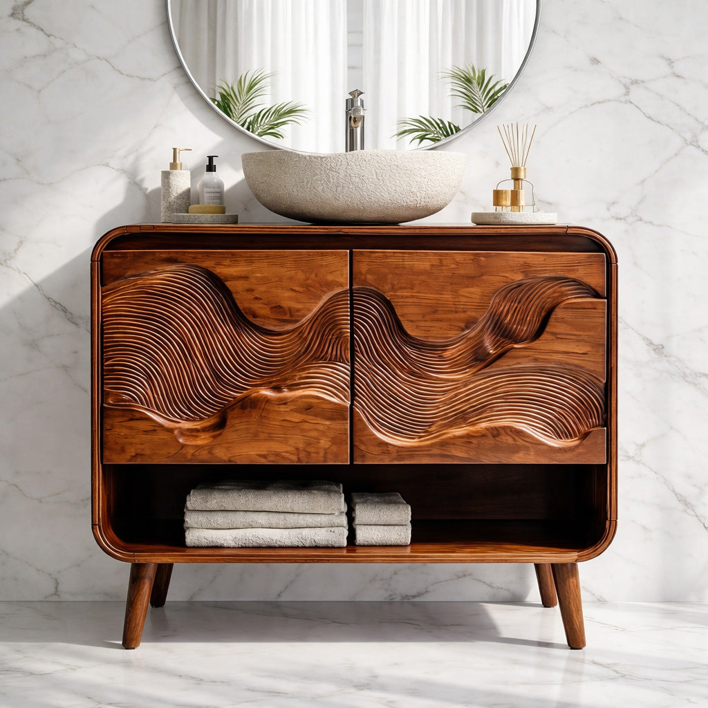 Coastal Wooden Bathroom Vanity For Bathroom
