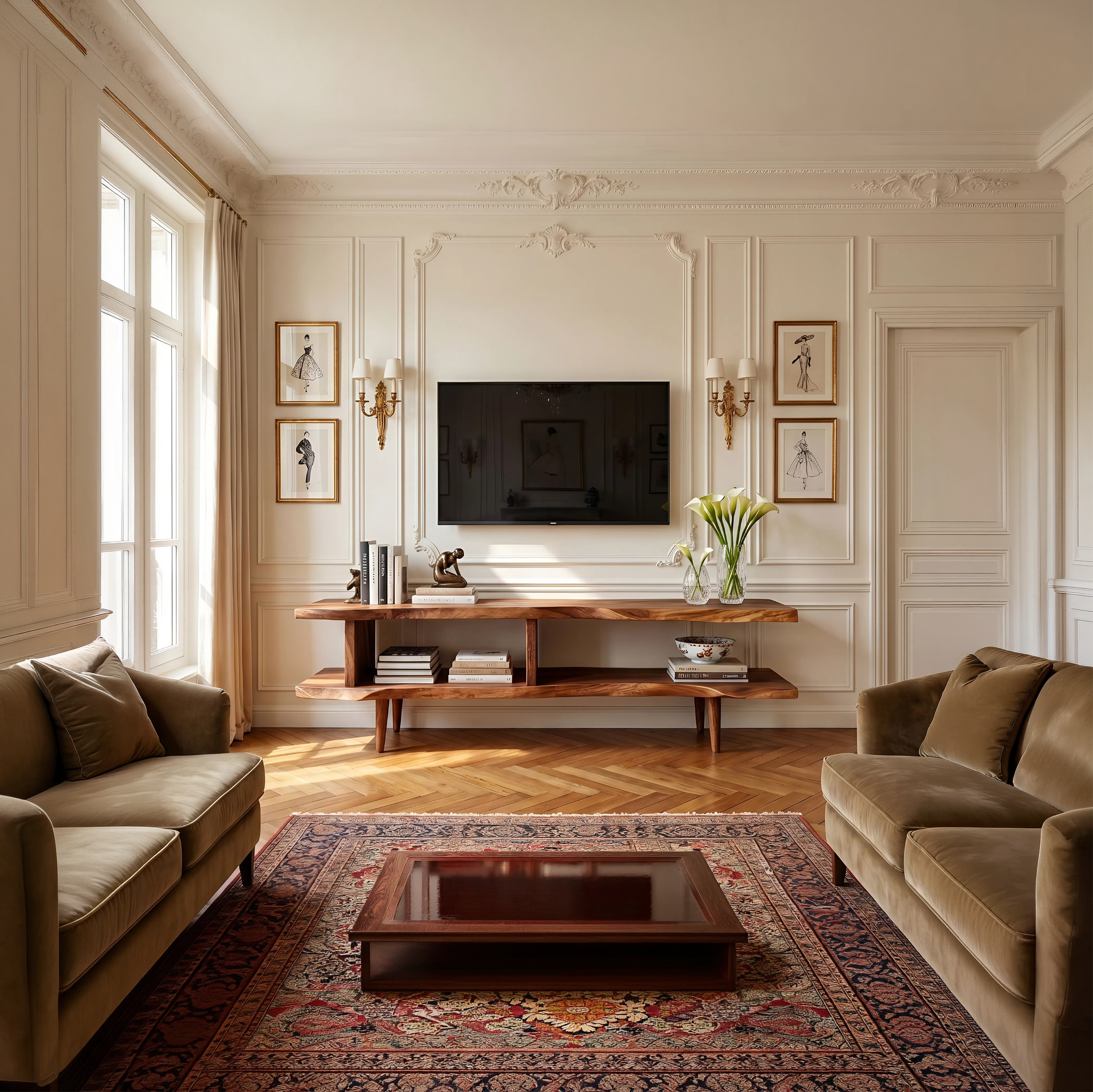 Contemporary Linear TV Stand For Apartment Interior