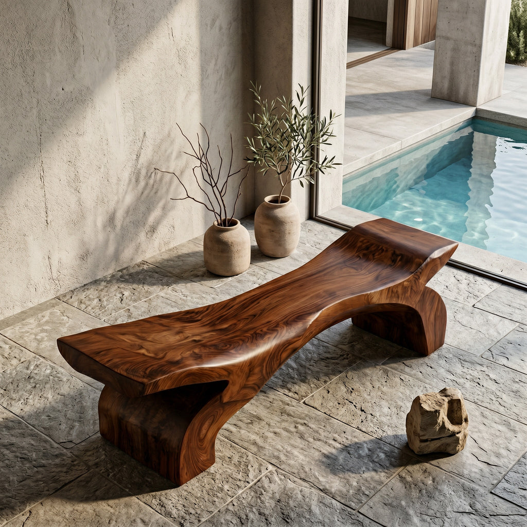 Contemporary Natural Wood Outdoor Bench For Modern Backyard Space