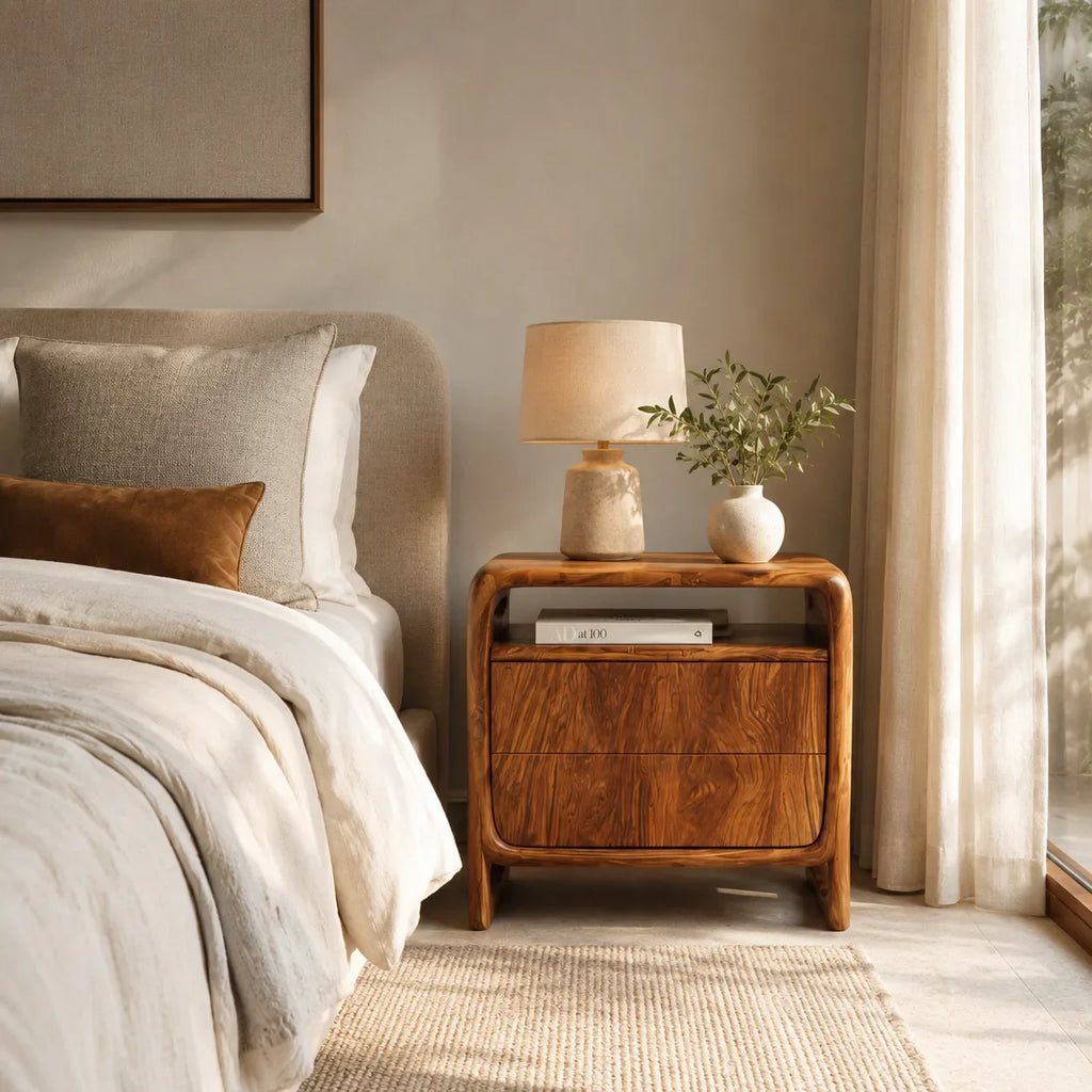 Contemporary Sculptural Open Frame Nightstand For Bedroom
