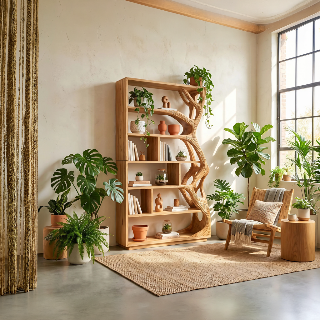 Contemporary Artistic Bookcase Storage Organizer For Office Space