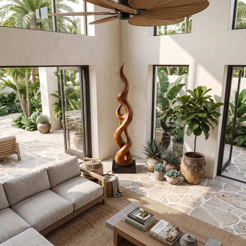 Contemporary Abstract Wood Sculpture For Modern Entryway Home Decor
