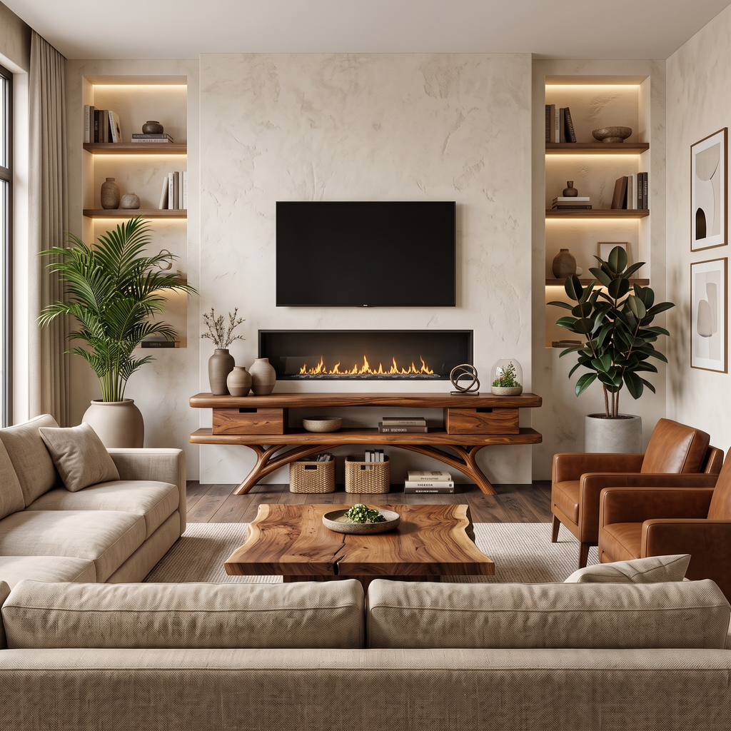 Artistic Curved TV Cabinet For Minimalist Interior Furniture