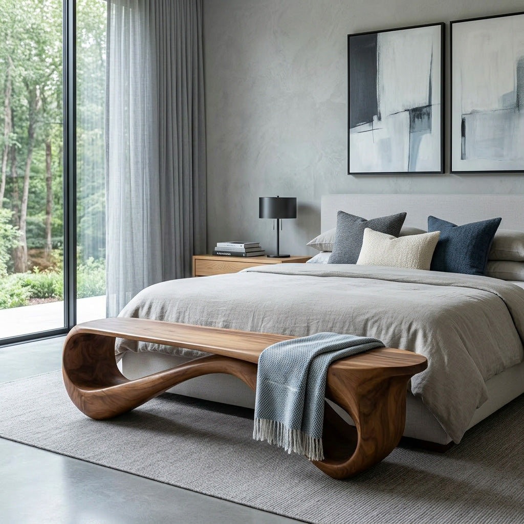 Contemporary Natural Wood Bench For Home Entry Decor