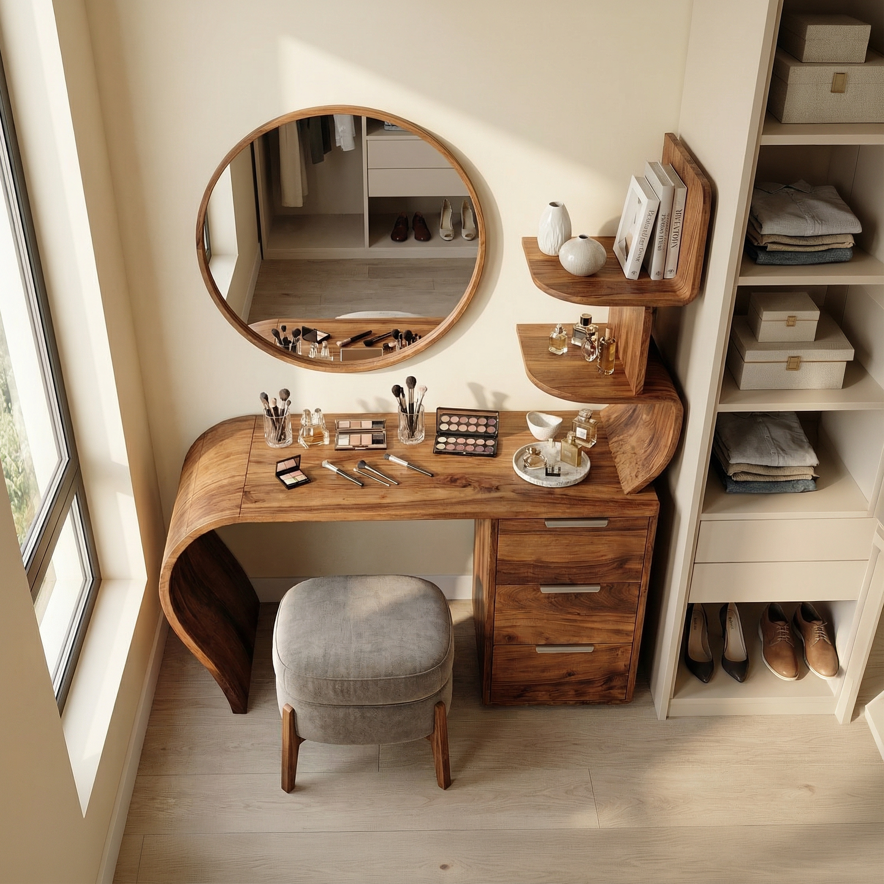 Boho Makeup Vanity Desk Bedroom Dressing Area Beauty Space