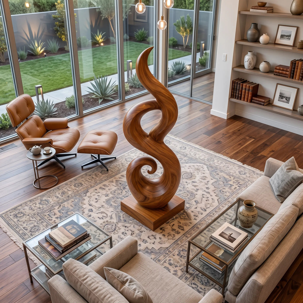 Abstract Wooden Sculpture For Coastal Beach House Decor