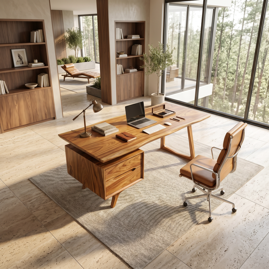 Contemporary Dual Pedestal Executive Desk Luxury Office