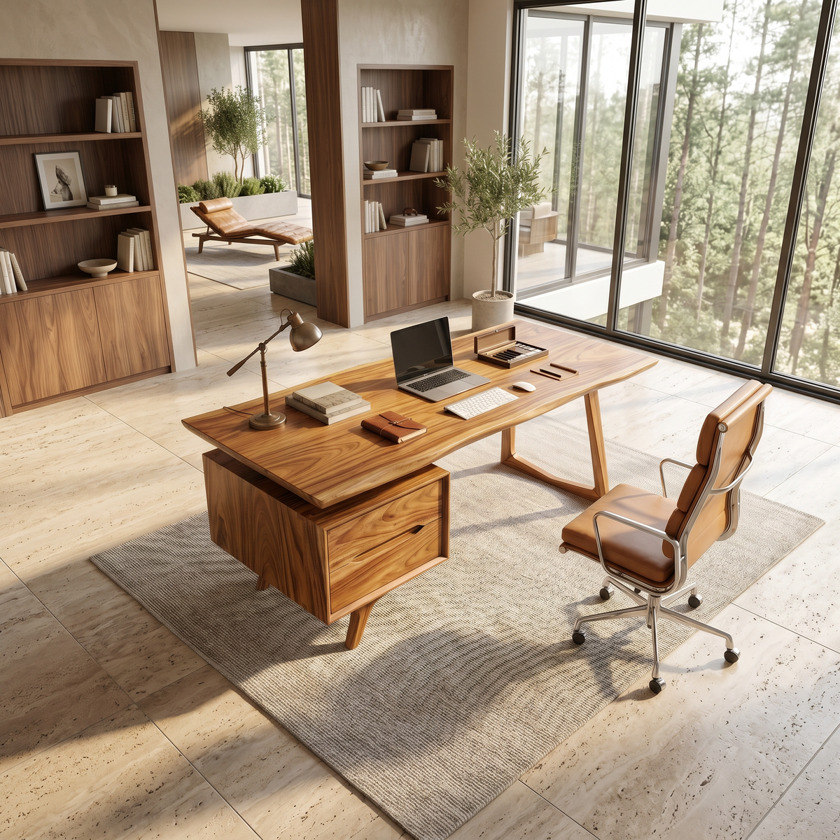 Contemporary Dual Pedestal Executive Desk Luxury Office
