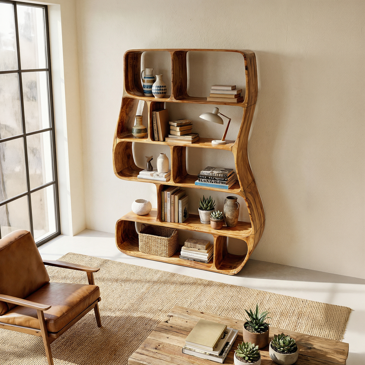 Contemporary Artistic Bookshelf Bedroom Corner Display