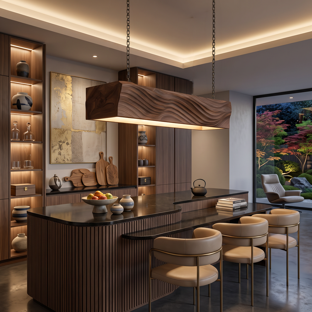 Artistic Wooden Pendant Light For Dining Room