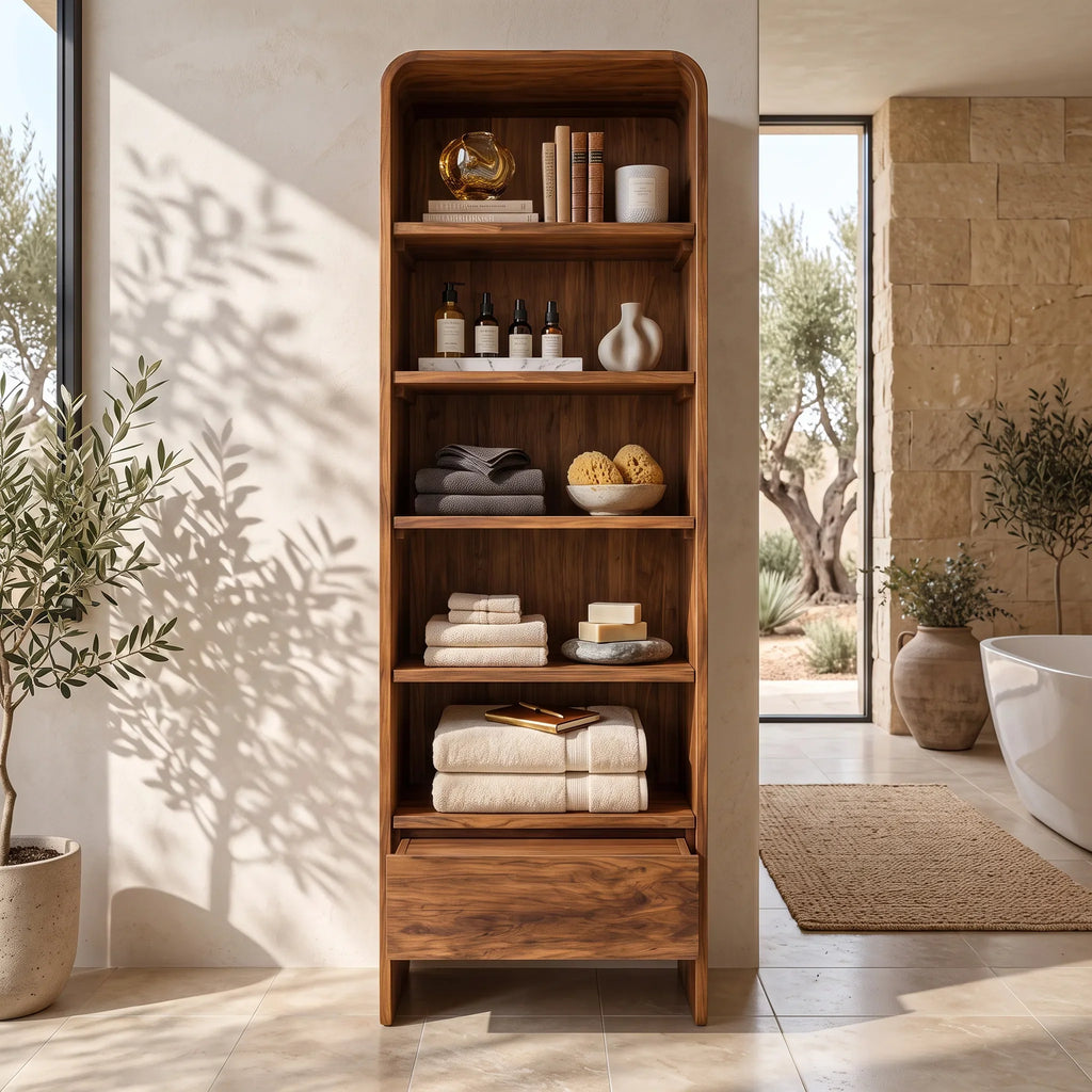 Contemporary Bathroom Cabinet With Rounded Edges For Bathroom