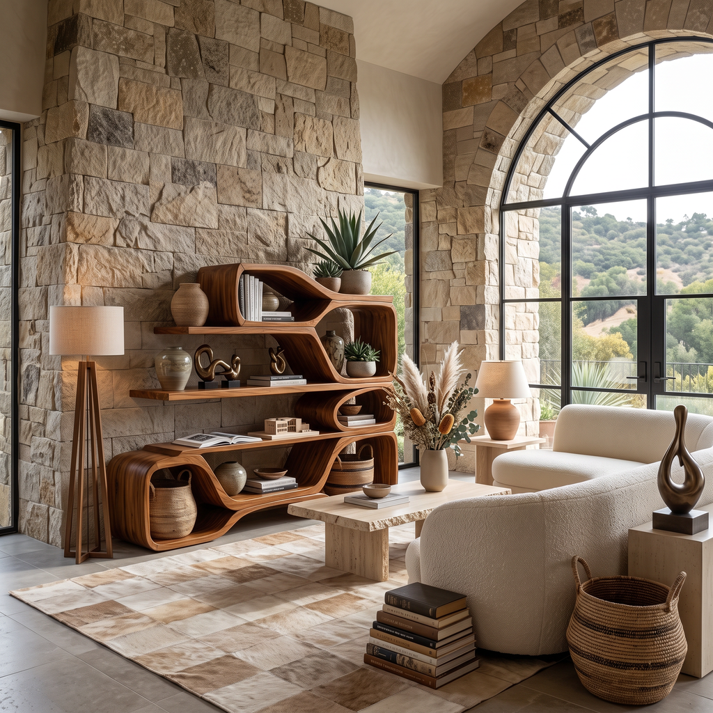 Curved Sculptural Bookshelf For Home Decor - view 2
