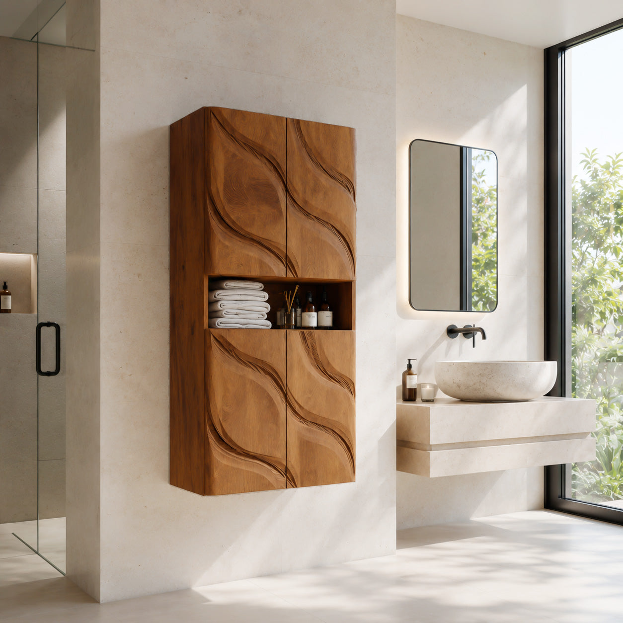 Contemporary Bathroom Cabinet Waves Design For Bathroom