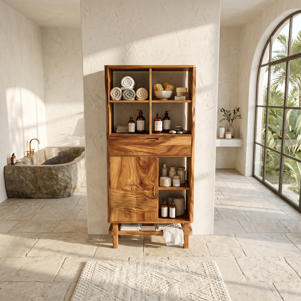 Contemporary Curved Display Cabinet Lake House