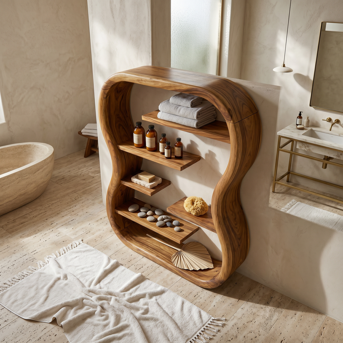 Contemporary Organic Bookshelf With Curved Frame