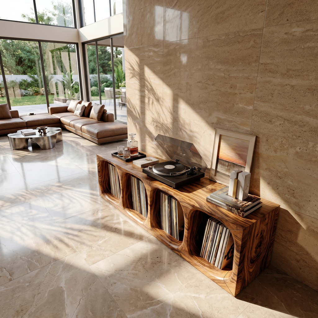 Contemporary Arch Vinyl Storage Cabinet Luxury Lounge