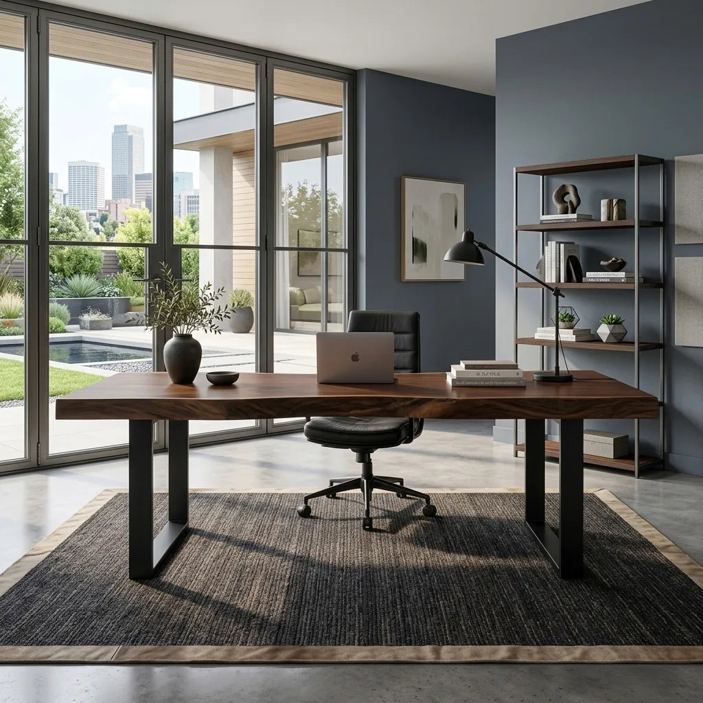 Contemporary Live Edge Desk For Home Office