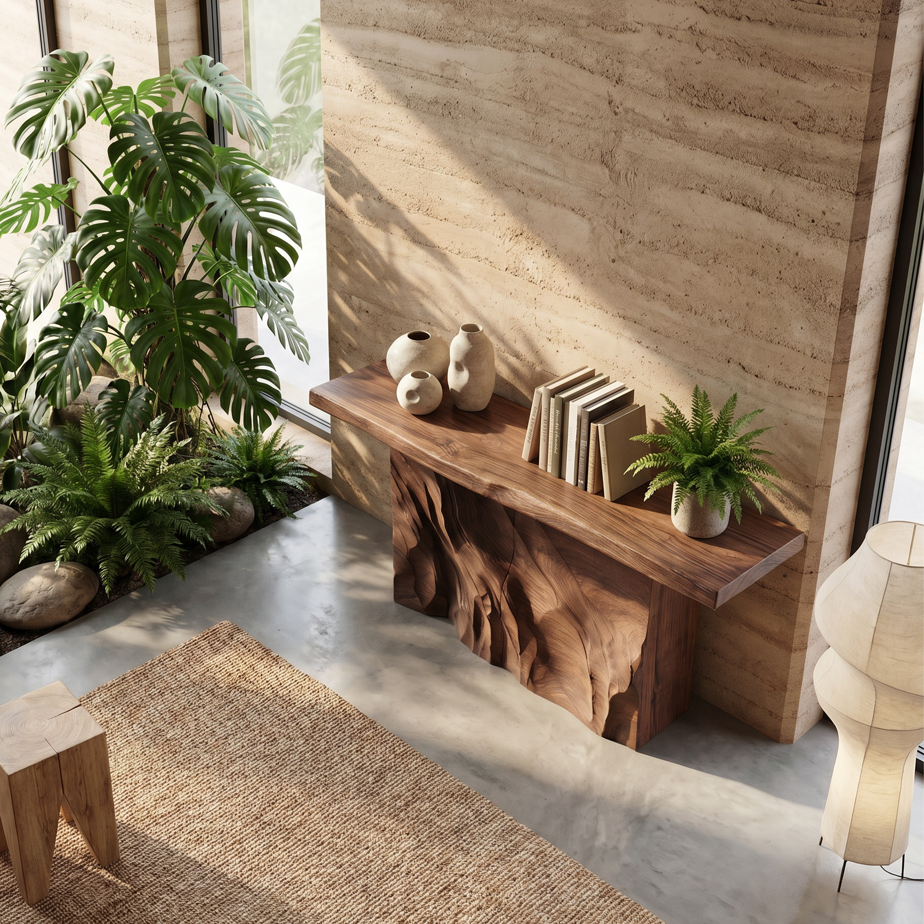 Contemporary Organic Edge Console Table For Foyer Interior Area