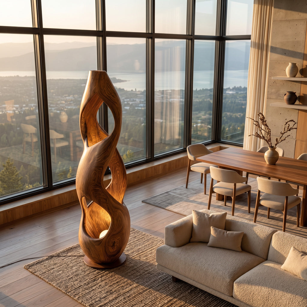 Contemporary Twisted Floor Lamp With Sculptural Hollow For Living Room - view 2