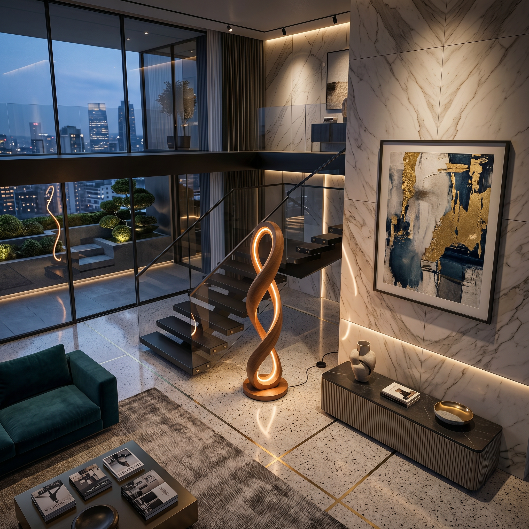Contemporary Infinity Lamp With Table For Lounge