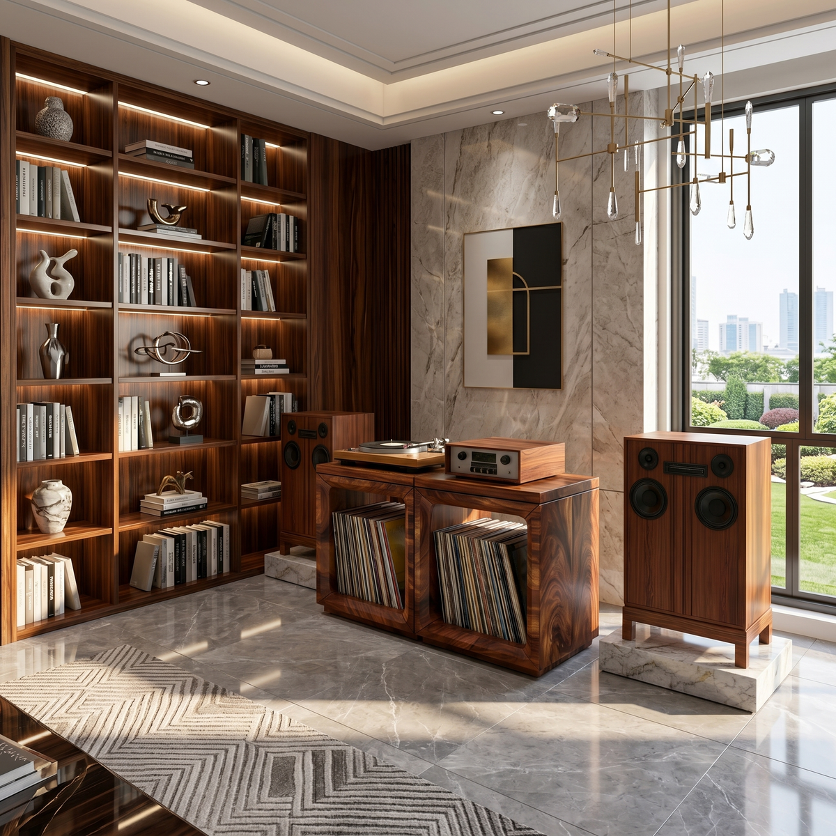 Coastal Minimalist Record Storage Cabinet Beach House