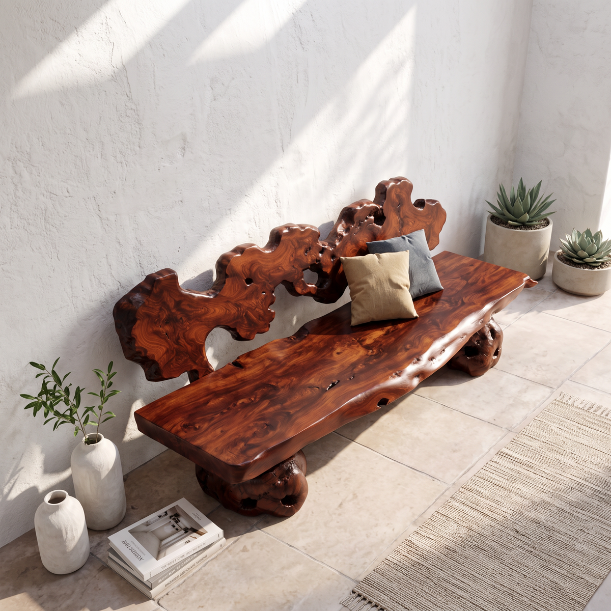 Contemporary Halloween Garden Bench With Interwoven Branch Design For Patio - view 2