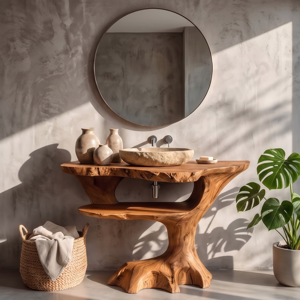 Contemporary Halloween Single Bathroom Vanity With Sculptural Branch Support For Bathroom