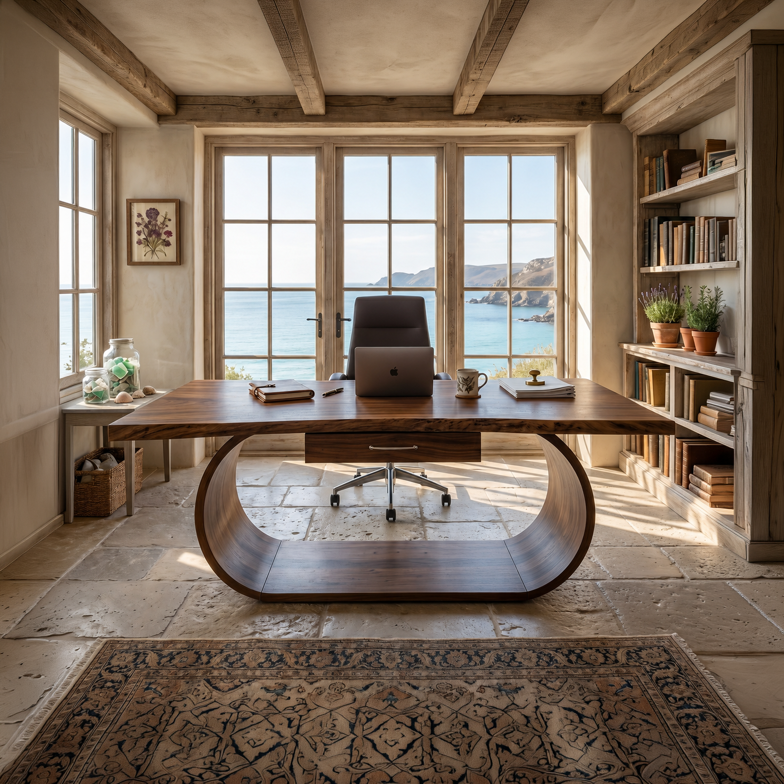 Classic Study Desk With Side Drawers For Bedroom Office