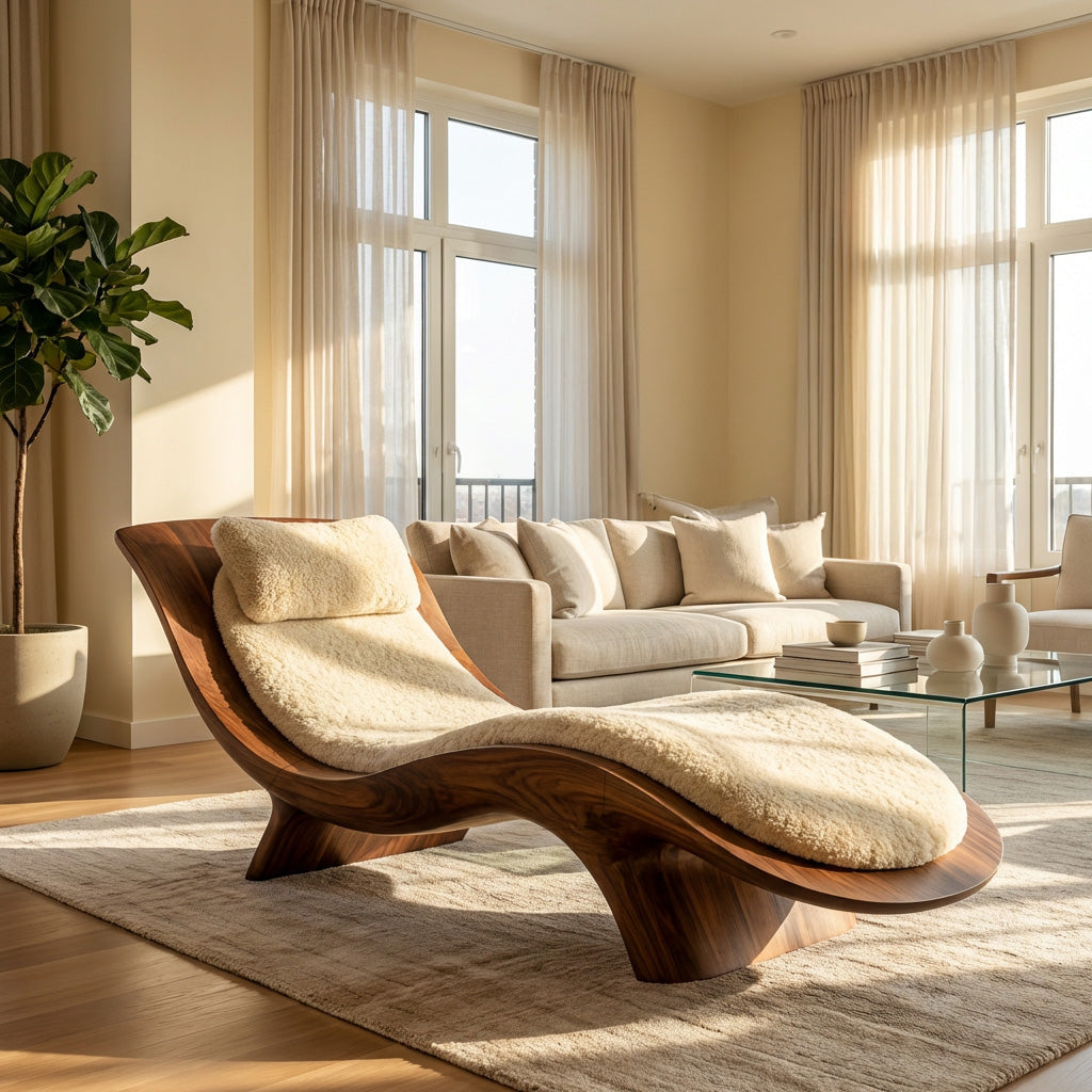 Contemporary Natural Wood Lounge Chair For Living Room