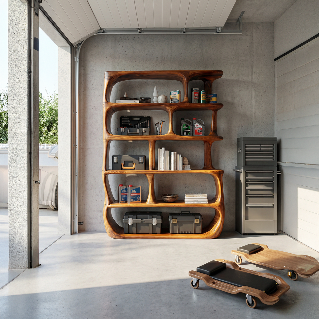 Contemporary Organic Bookshelf Living Room Display